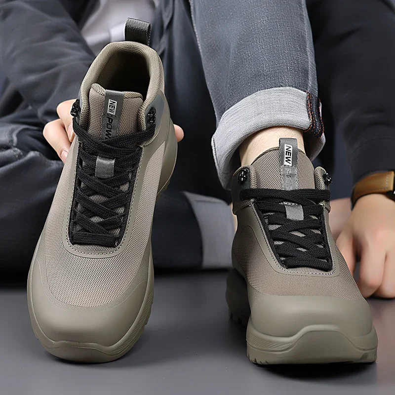 أحذية رياضية للجري للرجال للتخييم مع أحذية رياضية خفيفة الوزن ومريحة ومتعددة الاستخدامات لتسلق الجبال بلون سادة #4