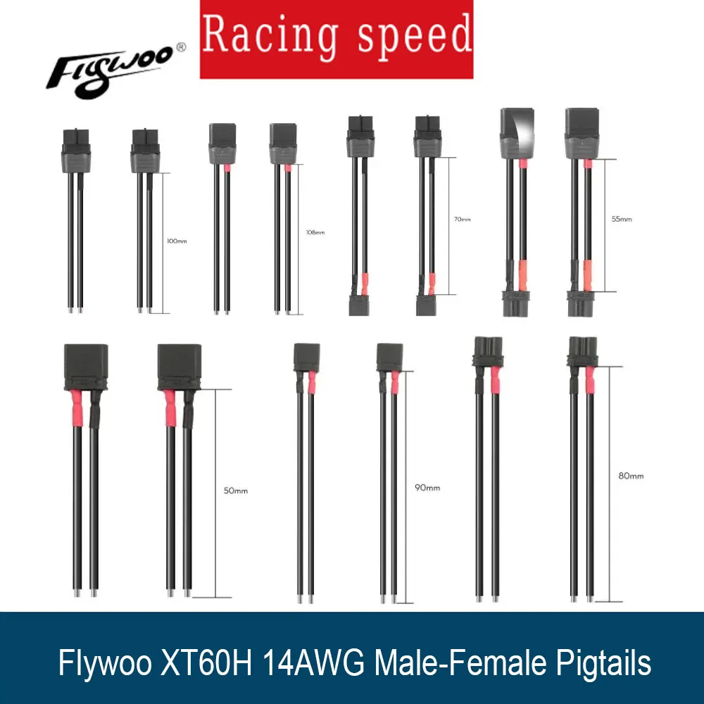 

Flywoo XT60H 14AWG Male-Female Pigtails & XT30U to XT60H Male-Female Adapter & XT30U 18/20AWG Male-Female Pigtails FPV Parts