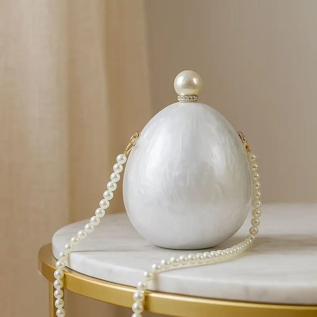 

Pearl White Beaded Leather Handle Acrylic Shell Box Clutches Pink Mini Small Evening Brand Purse And Handbag Wedding Girl Bags