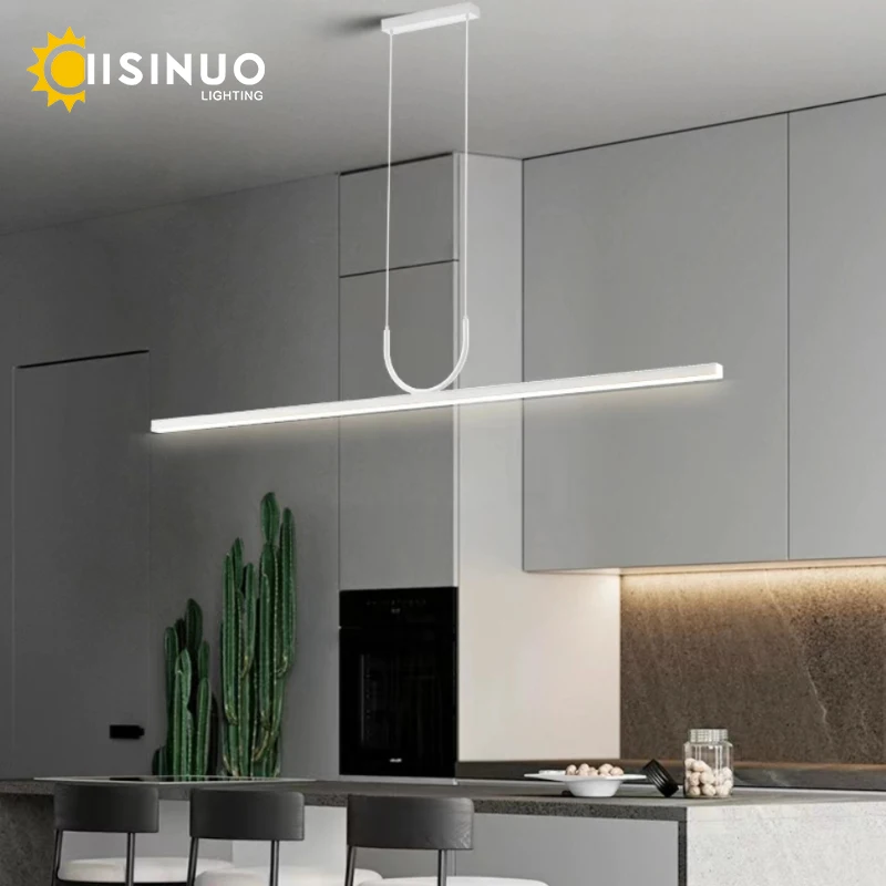 Minimalist LED Pendant Light Linear Wave Light Fixtures Adjustable Hanging Chandelier for Kitchen Island Dining Room Living Room