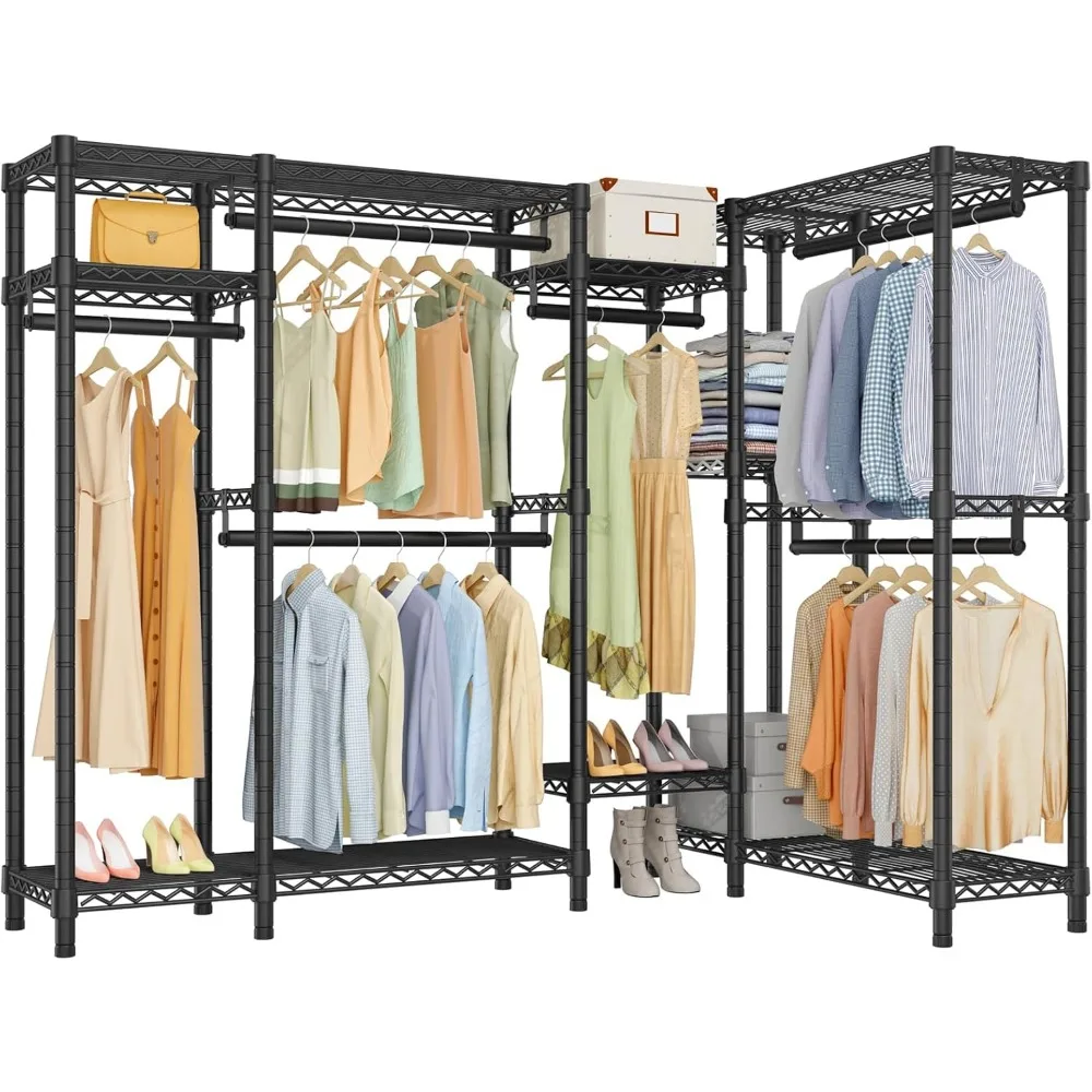 

Corner Clothes Rack, L Shaped Heavy Duty Garment Racks, Corner Wardrobe Closet, Clothes Rack