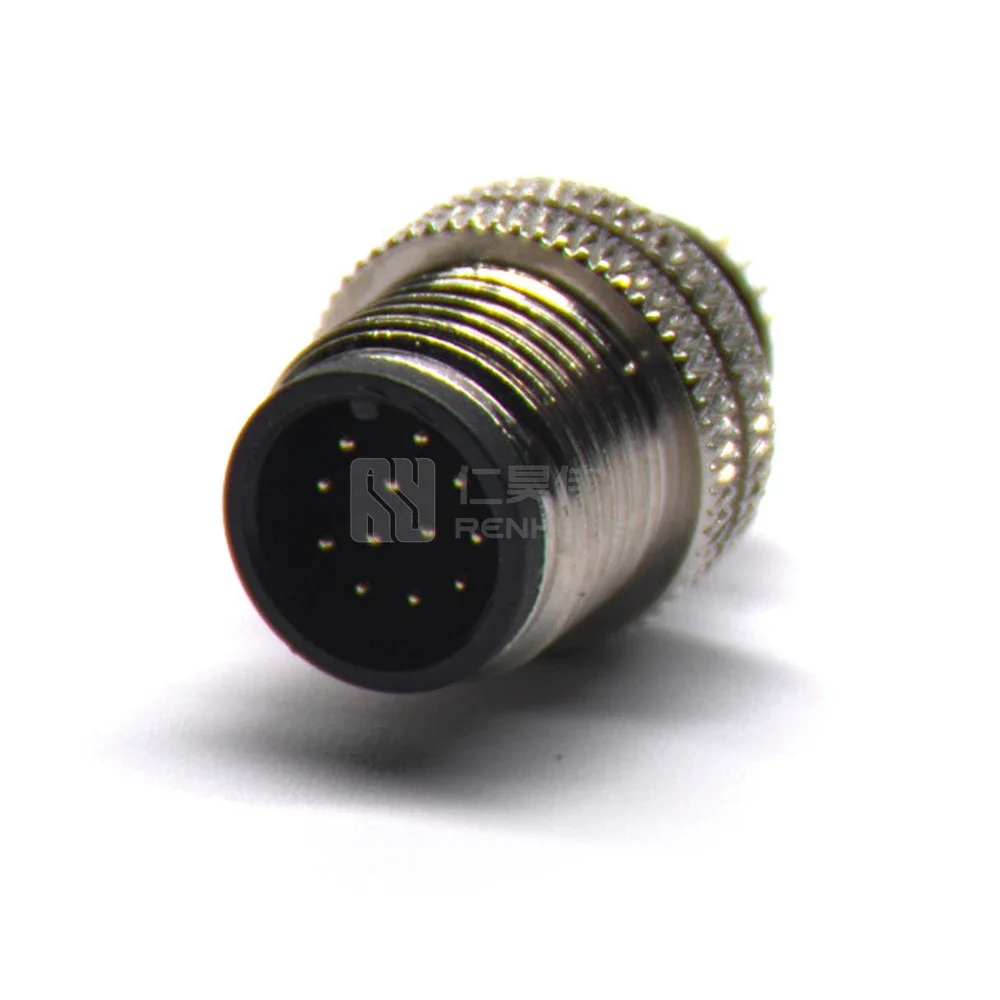 Round M12 Connector Cable 12pin Male Metal Plug Waterproof  IP67 68