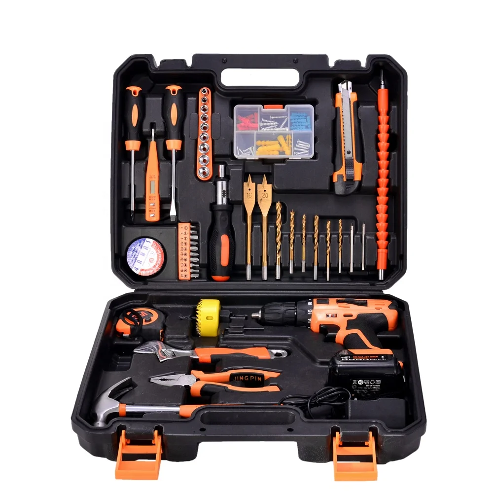 

44pcs Multi-functional Hardware Rechargeable Lithium Hand Drill Electrician Maintenance Electric Screwdriver Toolbox Set