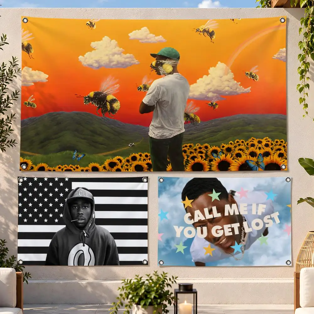 Rapper Hip-Hop Tyler the Creator Flags Fan Flag Banner Wall Hanging Outdoor Yard Camping Dorm Garage Party Home Decor Gift