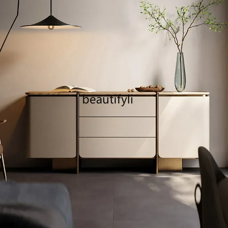 V Italian-style entrance cabinet light luxury home living room partition cabinet Italian designer walnut storage high cabinet