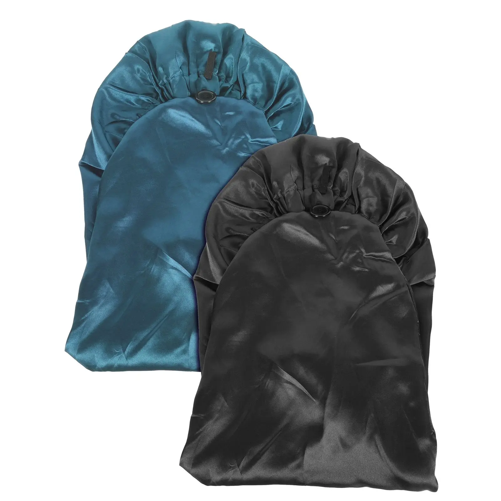 

2 Pcs Silky Night Bonnet Buckle Long Shower Caps Hair Care Hat Women Miss