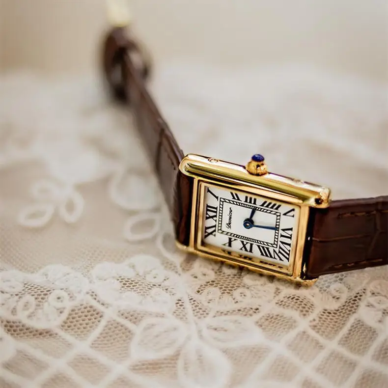 Women Quartz Watch Luxury Roman Numerals Number Dial Orologio Rose Gold Sliver Rectangle Clock Square Reloj Ladies Wristwatch