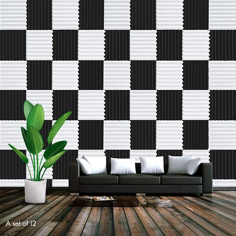 ABJN-12 Sztuk Pianek Akustycznych, Kliny Dźwiękochłonne, Podkładki Izolacyjne Dźwięku, Do Studia, Sufitu, Pokoju Gier, 2,5X30x30cm