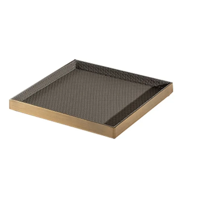 Creative Italian light luxury square woven leather pattern tray, living room coffee table storage tray