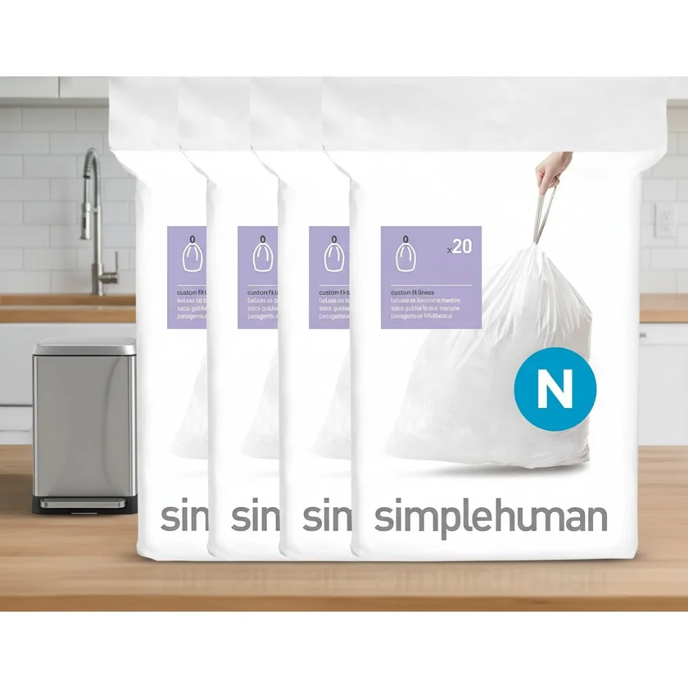 

Custom Fit Trash Bags, Drawstring Liners for 45-50L Cans, Durable White Garbage Bags