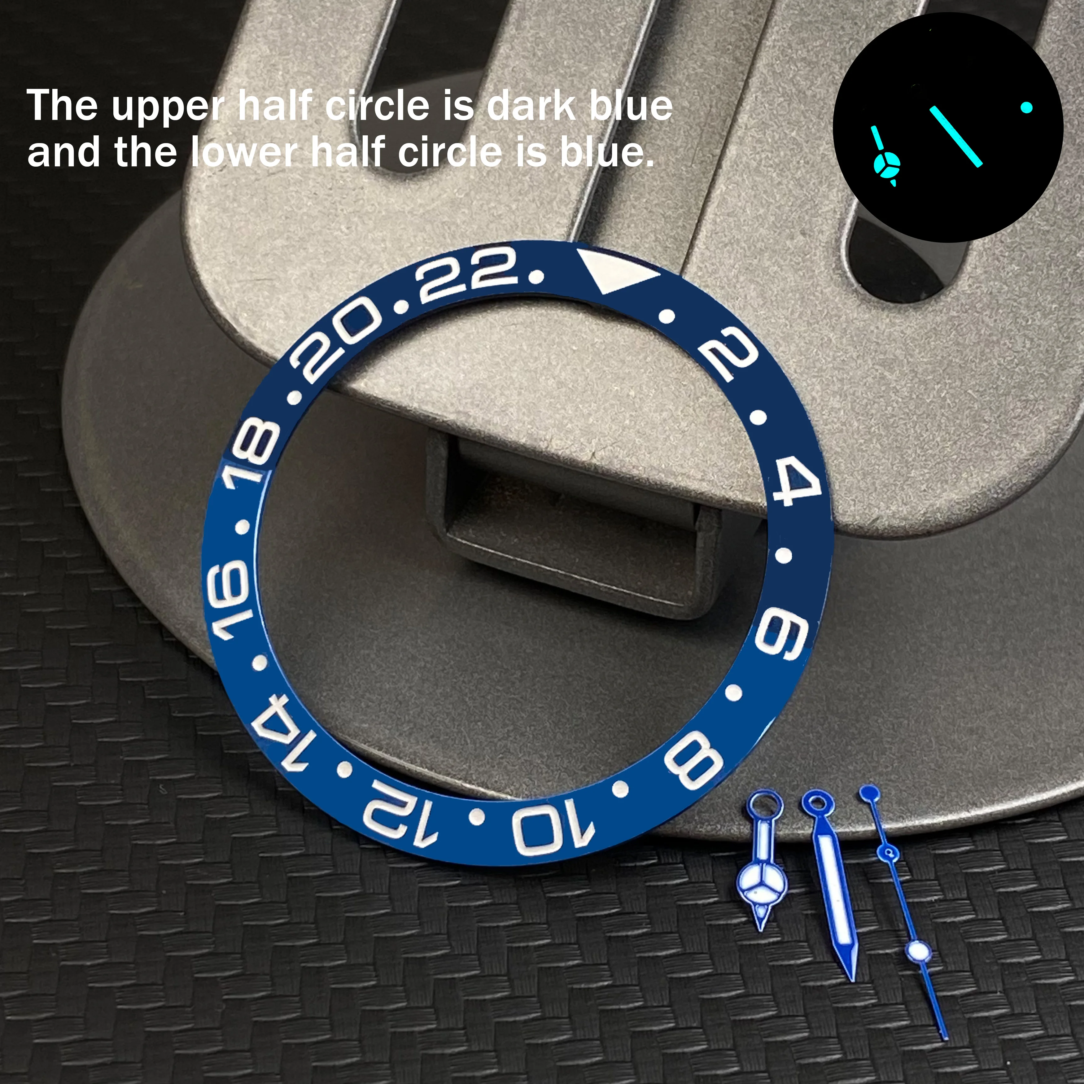 عالية الجودة NH35 ساعة الأيدي الألياف نمط تصميم السيراميك/الألومنيوم الحافة الأزرق الأخضر مضيئة الأيدي تناسب أجزاء الحركة NH35 NH36