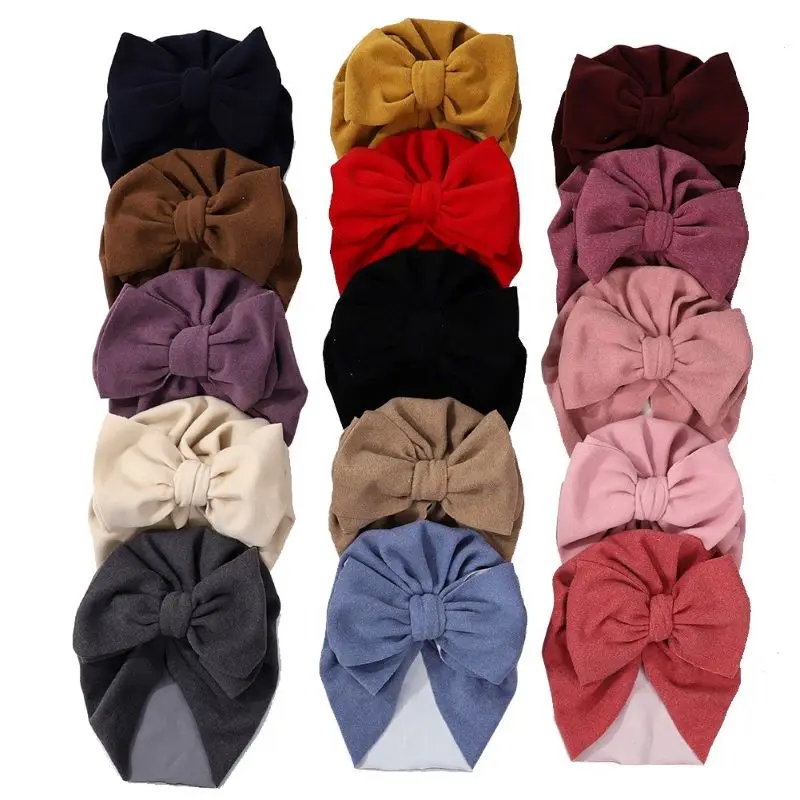 10+ Colors Cute Bow Beanie Hat for Girls Soft Warm Newborn Baby Caps Infant Photography Props Flower Turban Accessories 3-24M