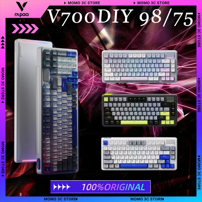 

RAPOO V700DIY Mechanical Keyboard Tri-mode Gasket Structure Esports Hot Swap Ergonomics RGB Esports Office Gaming Keyboard Gifts