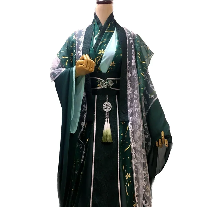 Hanfu สีเขียวชุดขนาดใหญ่ขนาด 5XL ที่กําหนดเองฮาโลวีน Nobility คอสเพลย์เครื่องแต่งกายสําหรับชายขนาดใหญ่จีนแบบดั้งเดิม Vintage