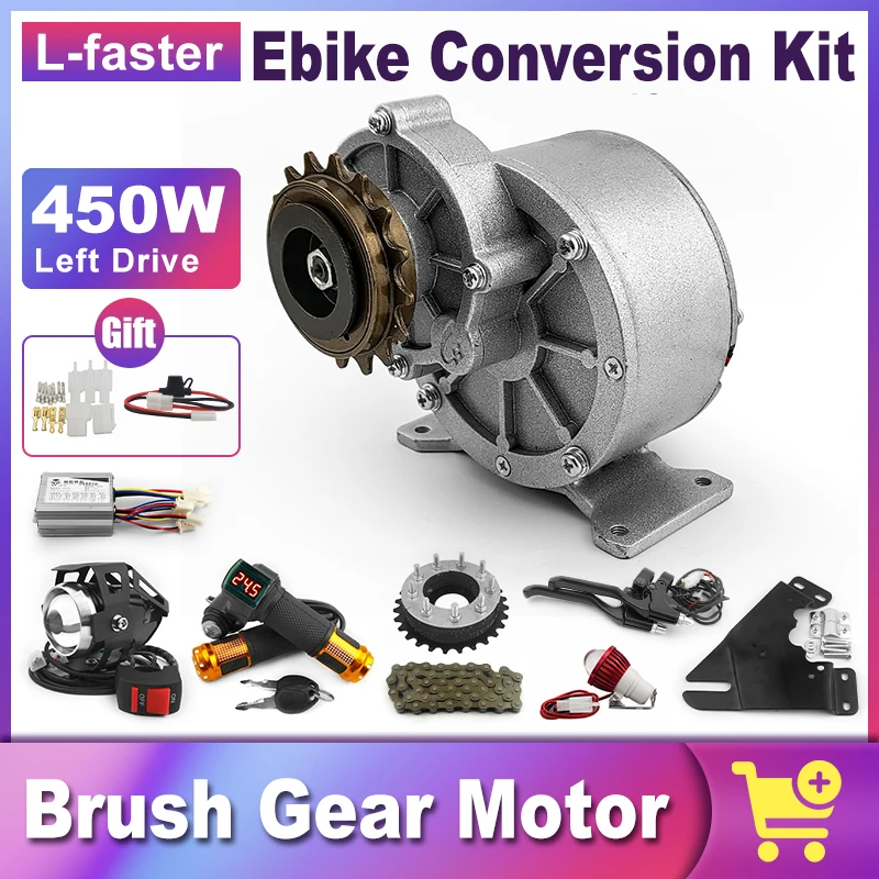 E-Bike Brush Motor Throttle Handle, Brake Lever, Chain Drive Conversion Kit, Cheap, USA Hot, 26 