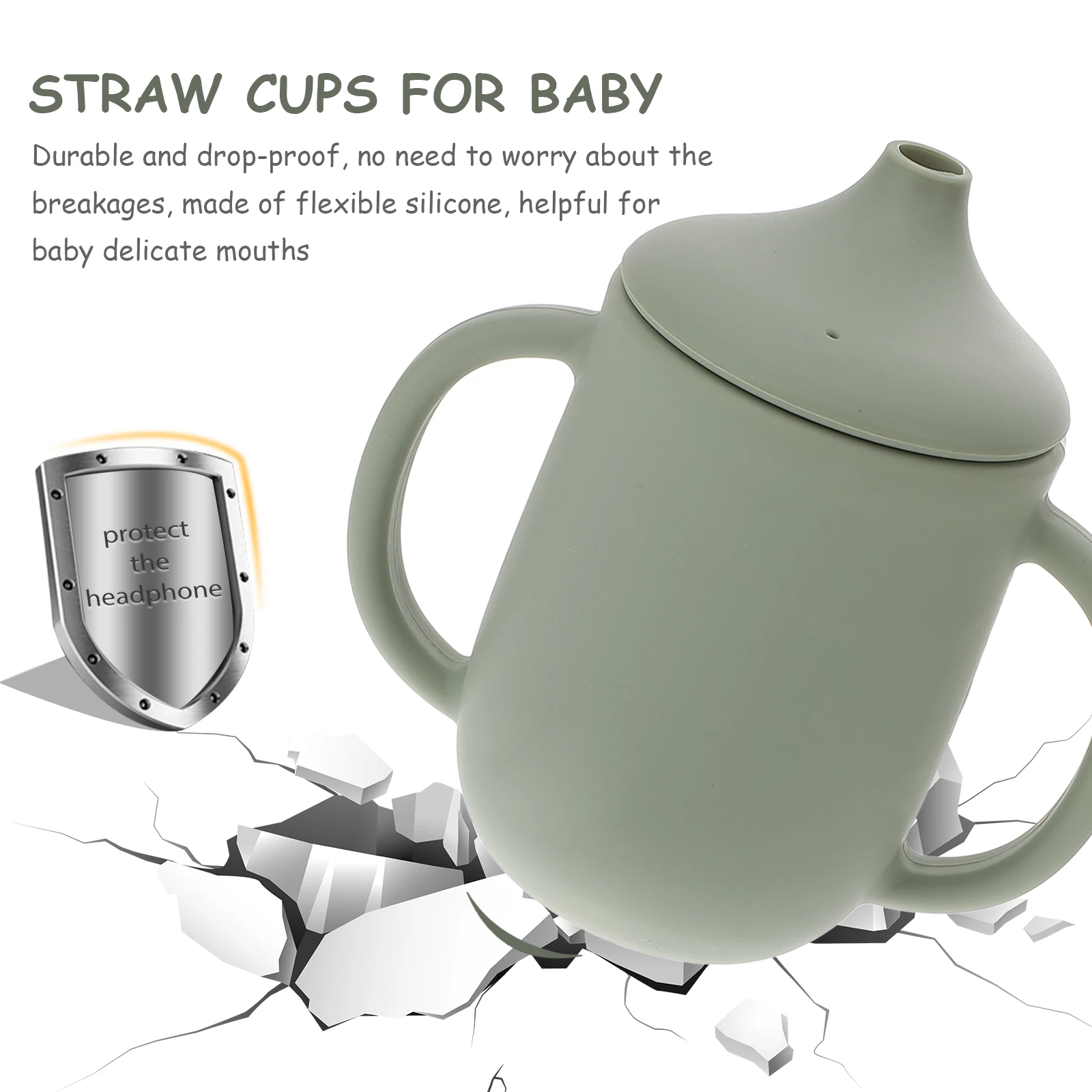 

Silicone Sippy Cup Straw Baby Water Bottle Child Squeezable Toddler Cups Rose Color Non Spill Portable Cold Hot Training