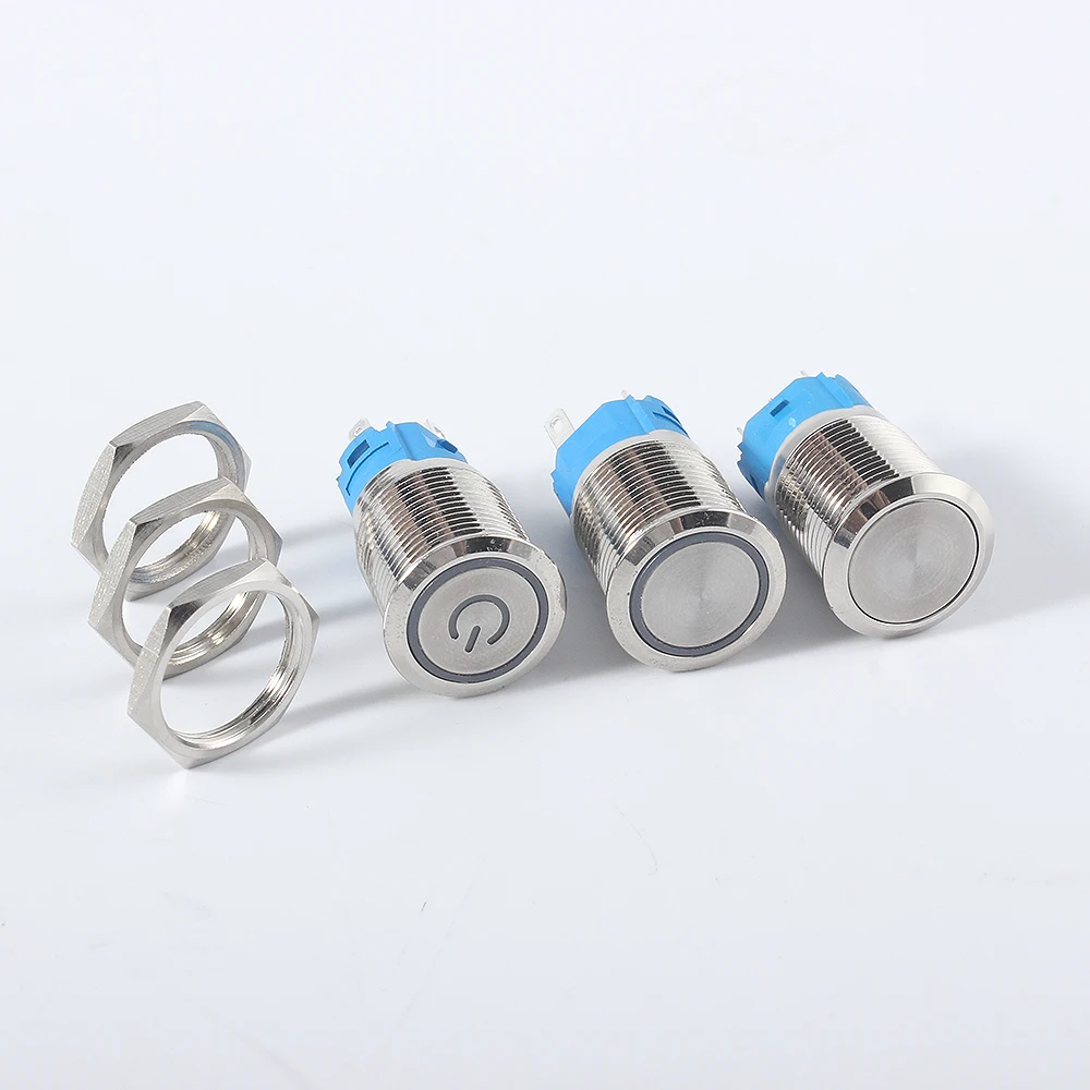 16mm Push Button Switch Latching Momentary Metal Power Press Push Button LED Waterproof 5v 12V 220V Bell Ring Car Engine