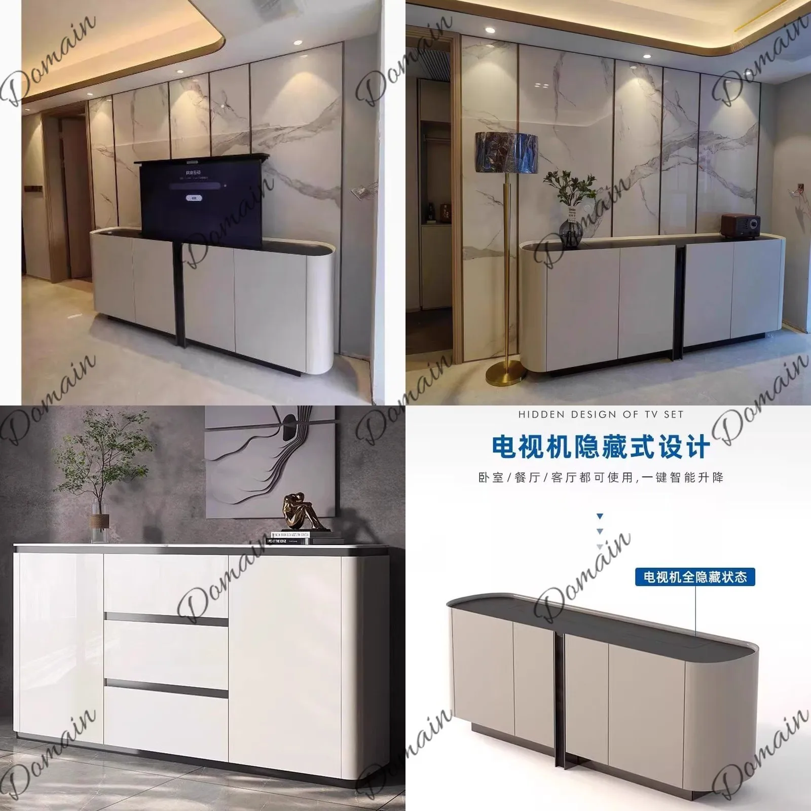 Italian Luxury Electric Remote Control Lift TV Cabinet Hidden Design for Living Room Bedroom