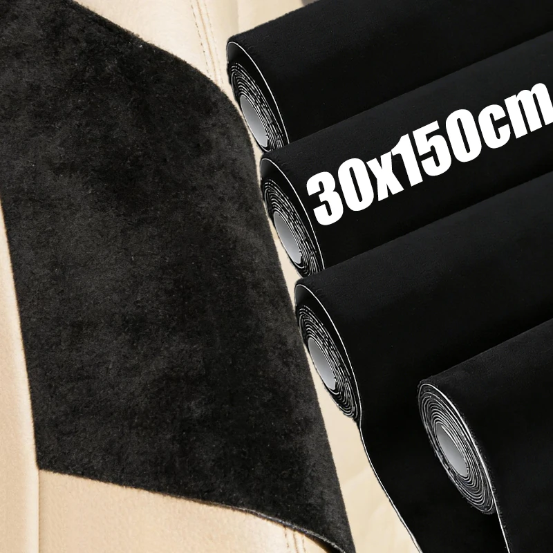 Black Self-Adhesive Suede Fabric Adhesive Backed Headliner Car Upholstery Repair Material for DIY Dashboard Door Car Interior