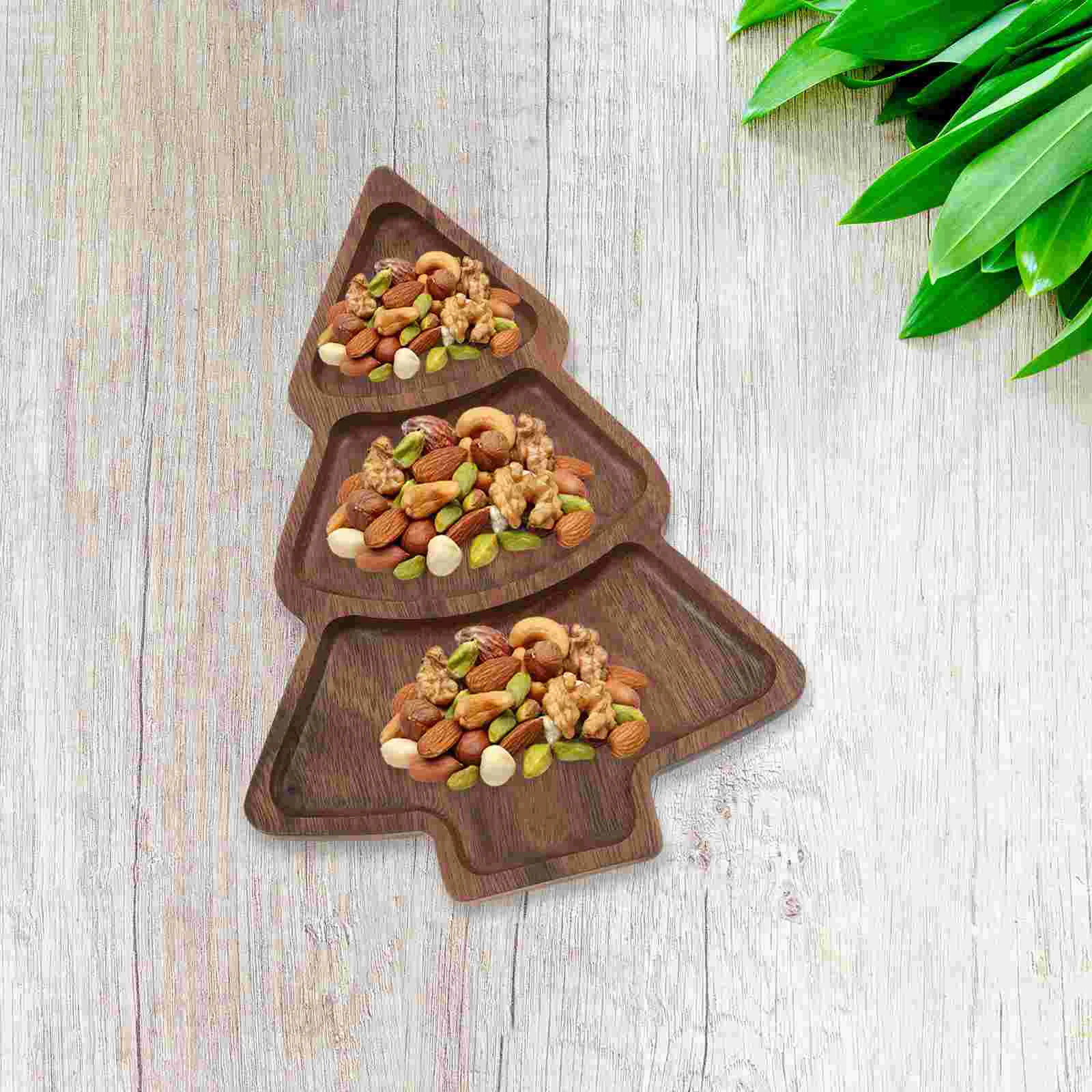 Piring buah, piring makan malam berkompartemen pohon Natal papan potong keju coklat