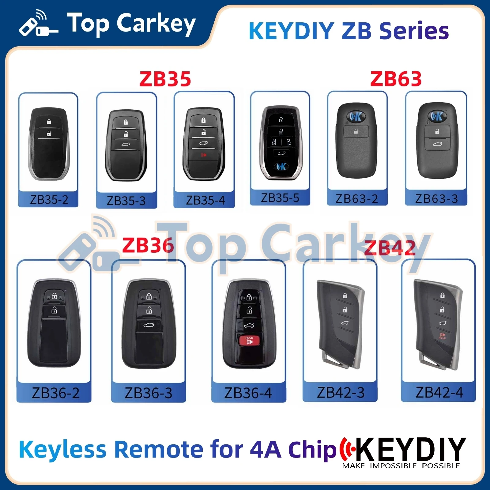 KEYDIY KD ZB35 ZB36 ZB42 ZB63 Universal Smart Key 4A Chip for TOY Corolla Camry Avalon Prius RAV4 Lexus ES GS IS Style