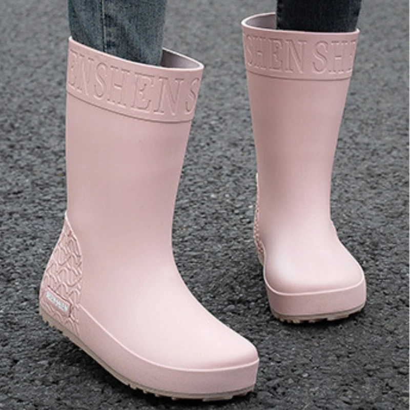 Rain Boots Ladies Waterproof Work Safety Garden Galoshes Women Mid Calf Rubber Boots Non Slip Shoes Kitchen Footwear Rainshoes