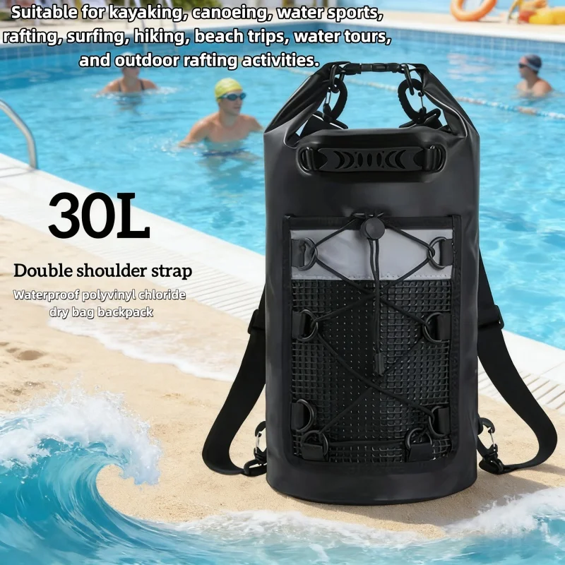 Bolsa Impermeable de PVC de 30L para Deportes Acuáticos, Mochila para Natación, Kayak, Senderismo, Rafting, Surf, Navegación, para Hombres y Mujeres