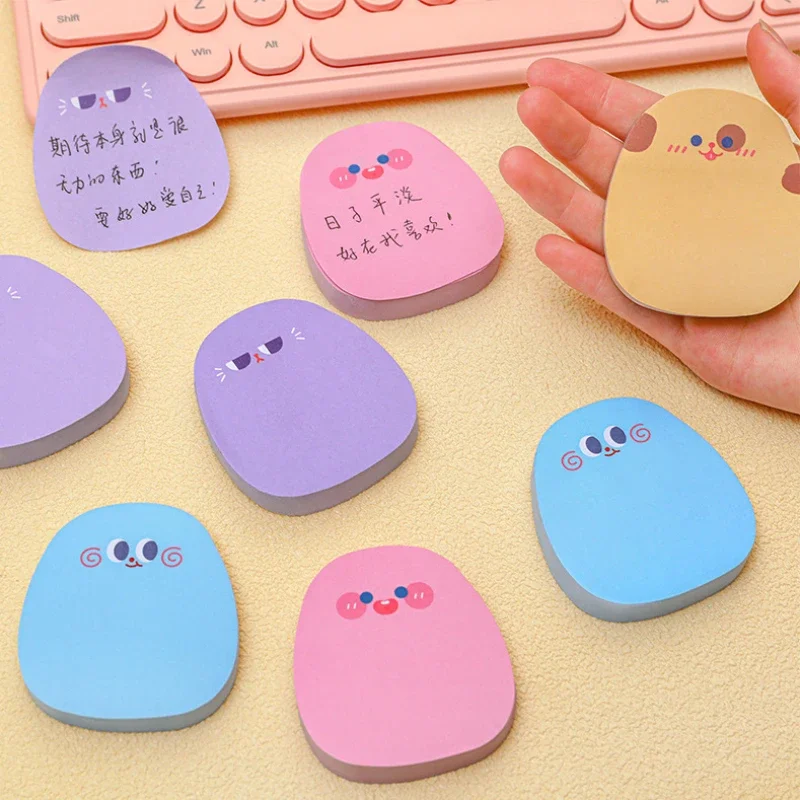 60 Sheets Kawaii Cartoon Memo Pad Cute Colored Emoticon Sticky Notes Perfect for Girls and Leaving Messages,  Sticking Paper