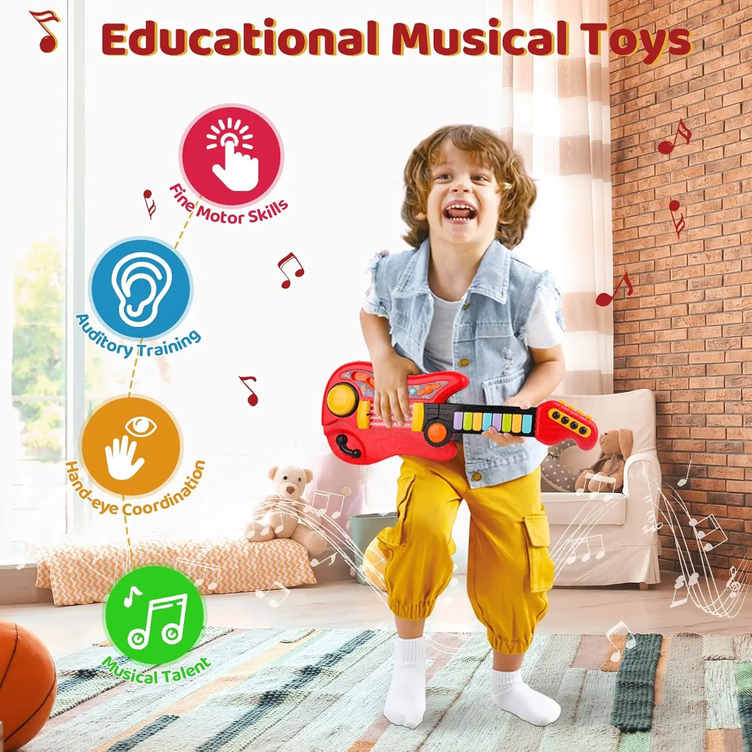 2-in-1 Kids Electric Guitar Musical Instrument - Unisex Music Toy, Ideal Gift for Boys & Girls