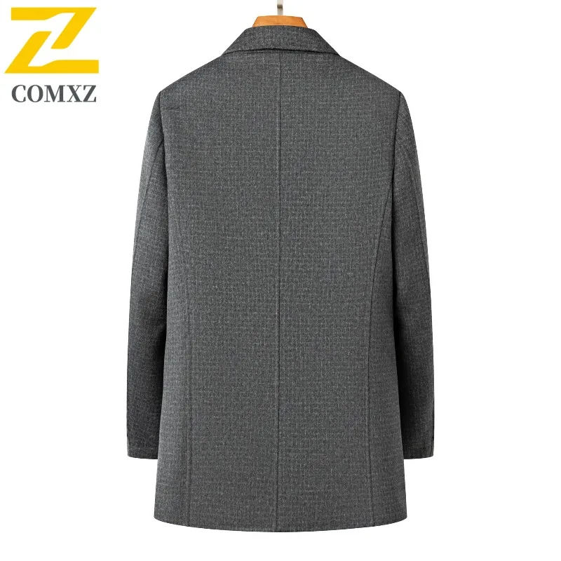 Winter Wool Overcoat Men 2025 New Lapel Fur Trim Mid Length TrenchCoat Business Casual Detachable Down Inner Premium Jackets