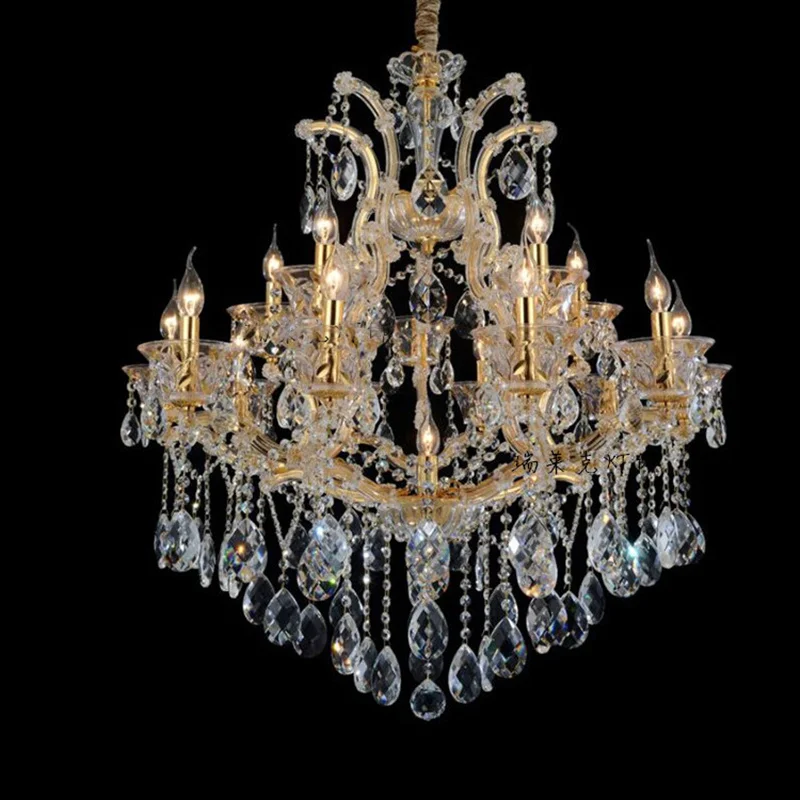 Modern Iron & Crystal Chandelier Clear Golden Led Chandeliers Pendant Lamp Hanging Light For Living Dining Room Home Decoration