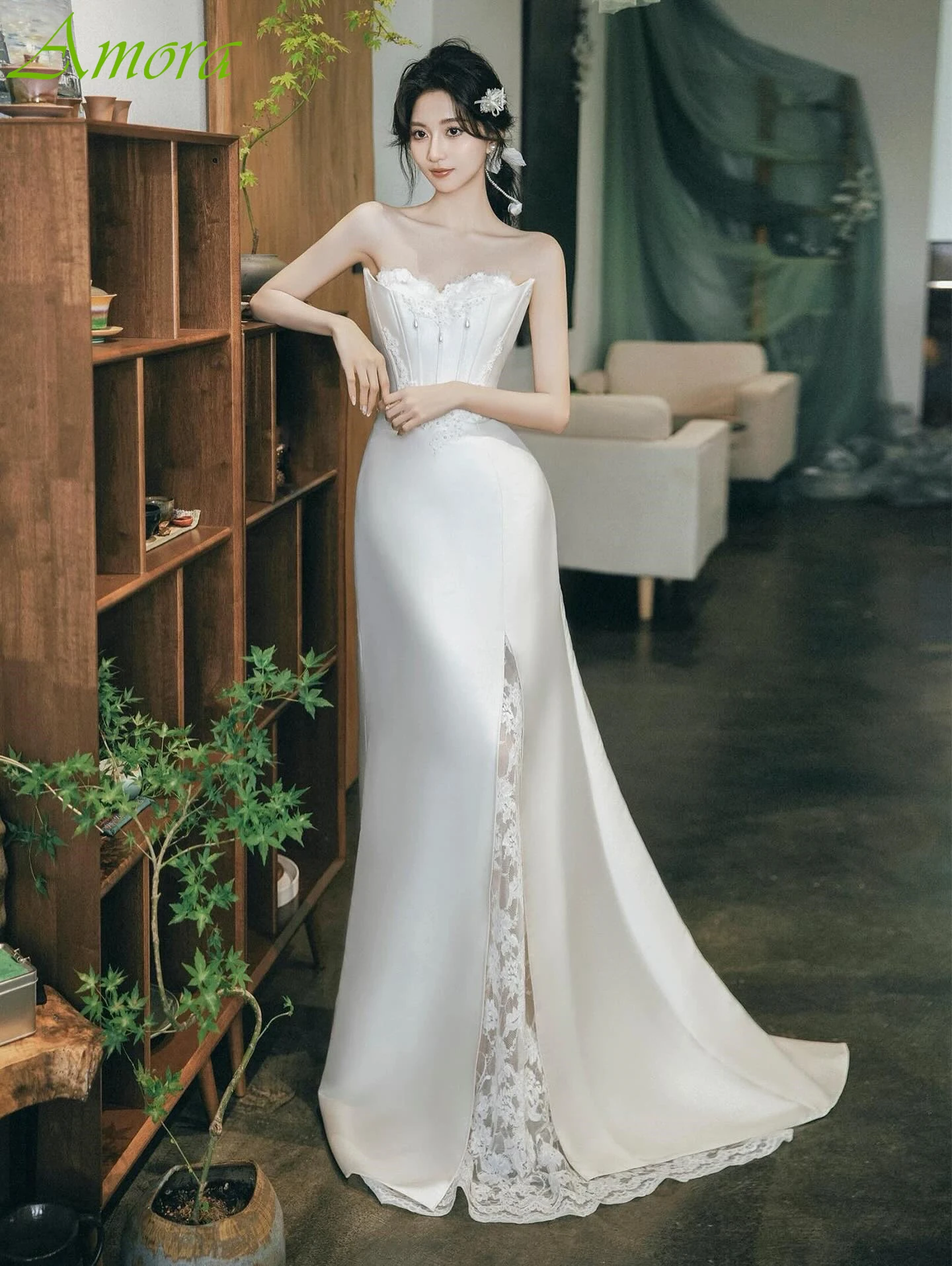 

Customized Straight Strapless Elegant Classic Evening Dress Temperament Delicate Celebrity Gowns High Quality Party Dress