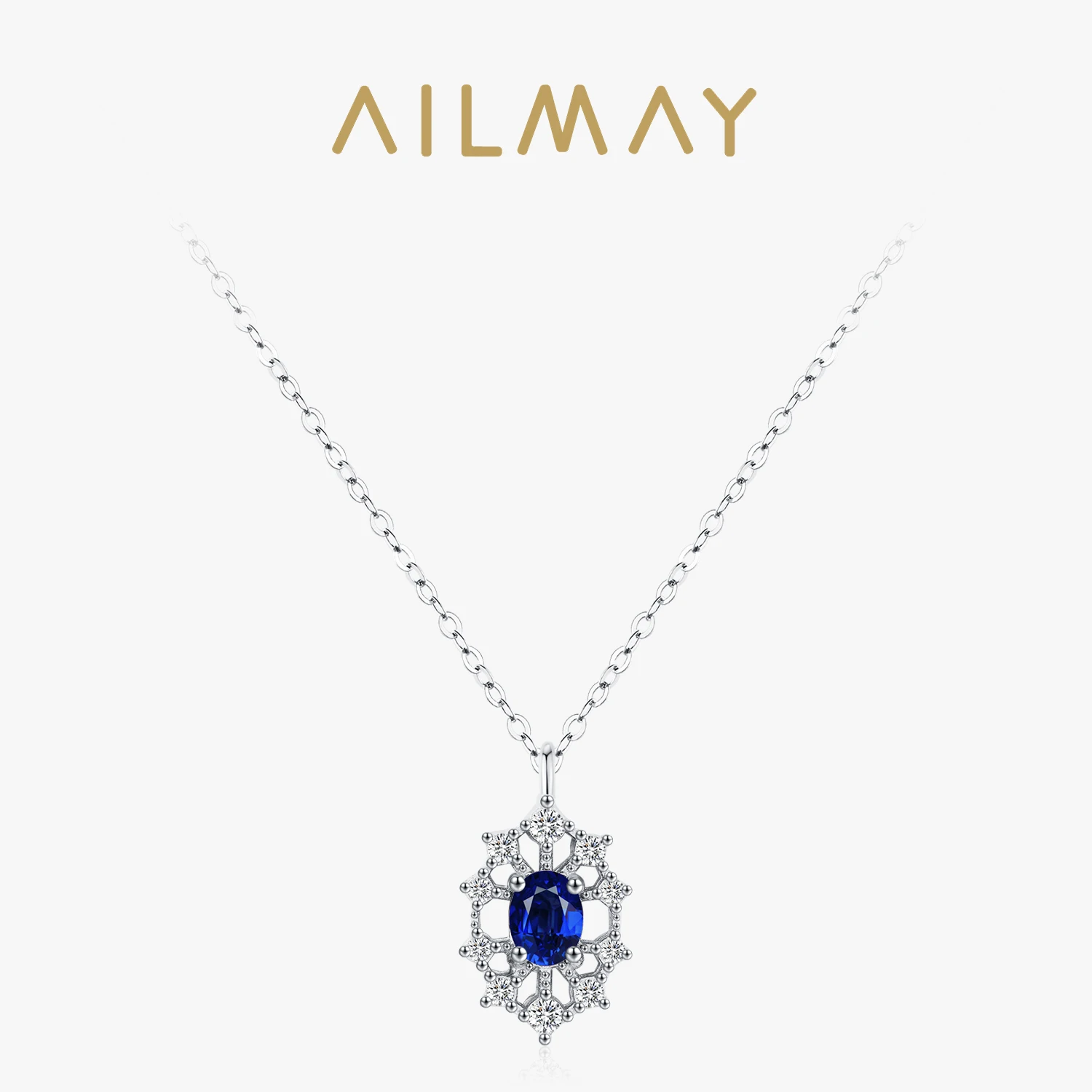 

Ailmay Elegant 925 Sterling Silver Snowflake Pendant Necklace For Women Wedding Shining Zircon Jewelry Gift