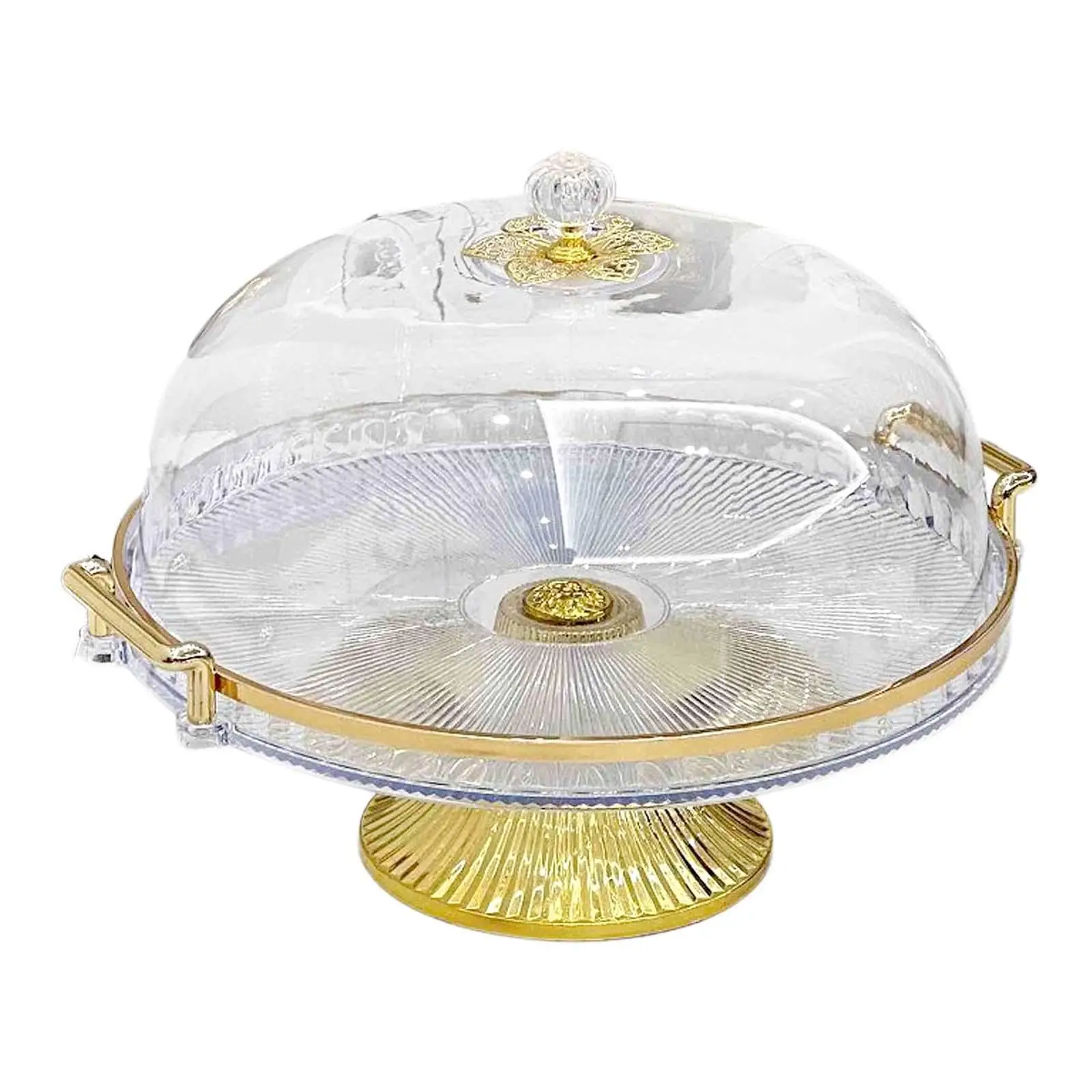 Footed Cake Serving Plate with Dome Lid Round Pastry Display Tray Plastic Dessert Holder for All Occasions view 2