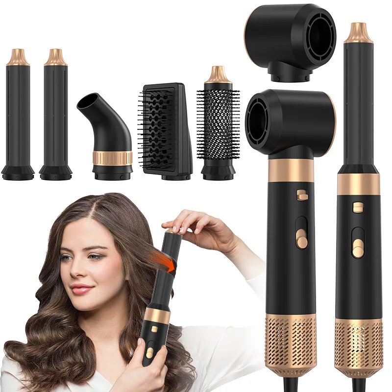 

Professional 6-in-1 High-Speed Hair Dryer, Straightening and Curling Multi-Function Hot Air Brush, Automatic Curling Iron