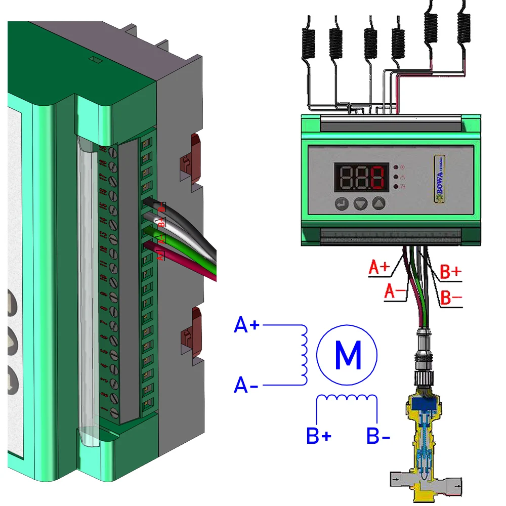 Bi-polar permanent stepper motor driver makes EXV precise injection, compatible with Danfoss, Alco, Sporlan, Carel and Sanhua