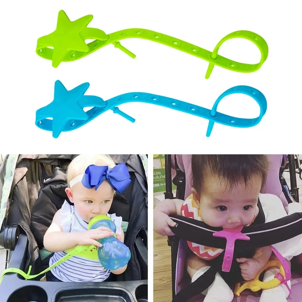 Baby Pacifier Chain Strap Silicone Stroller Hook Star Non-toxic Teether Strap Kids Toy Holder Organizer Stroller Accessorie