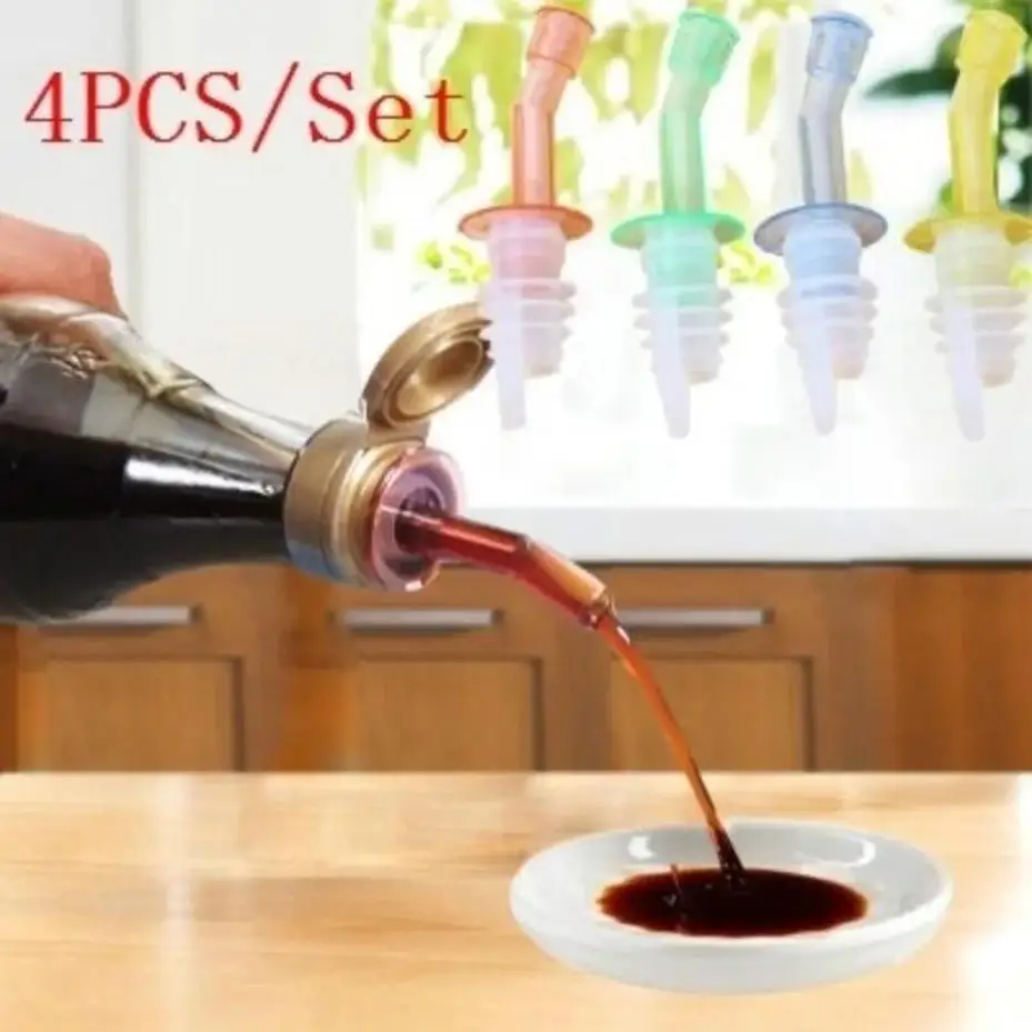 4 Pcs Portable Wine Bottle Pourer Spout Stopper Cap Whisky Liquor Oil Mouth Dispenser Useful Bartender Tool Home Bar Party view 6
