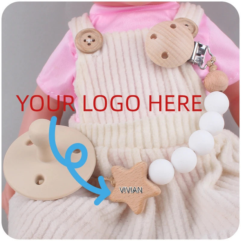 Personalized Baby Pacifier Clip Custom Name Infant Dummy Clip Baby Souvenir Newborn Gift Wood Baby Supplies New Mother Gift