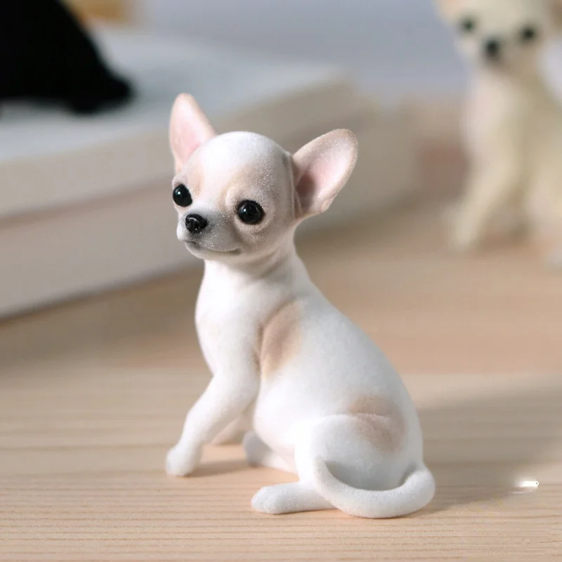 

Exquisite Simulation Chihuahua Model Mini Animal Dog Statue Desktop Decoration