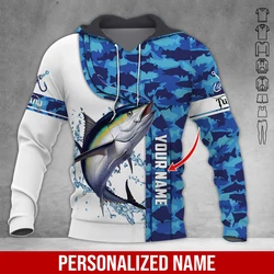 PLstar Cosmos Personalized Name Tuna Fishing 3D Printed Fashion Men's hooded pullover Unisex Casual Autumn zip-up hoodie QDY12