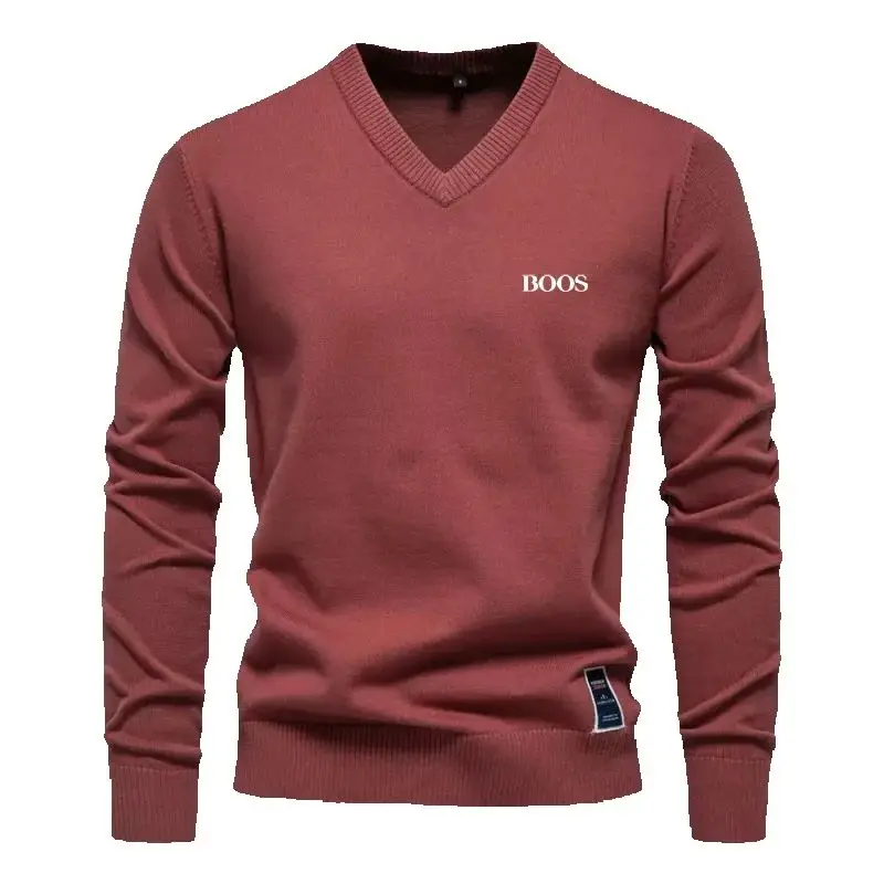Autumn and Winter Men's High Quality V-neck Knitted Sweater New Fashionable, Casual, Warm and Versatile T-shirt Top