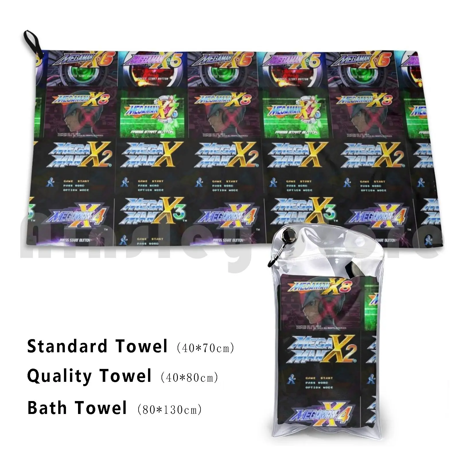 Megaman X Title Screen Bath Towel Beach Cushion Mega Man Megaman Megaman X Megaman X Title Mega Man X Mega Man X