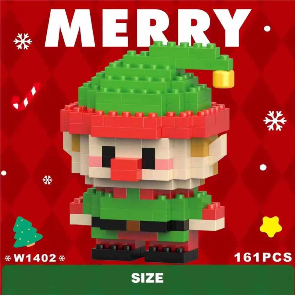 DIY Christmas Building Block Snowman Elk Santa Claus Model Micro Brick Building Block Xmas Tree Decoration Children Kit Toy Gift