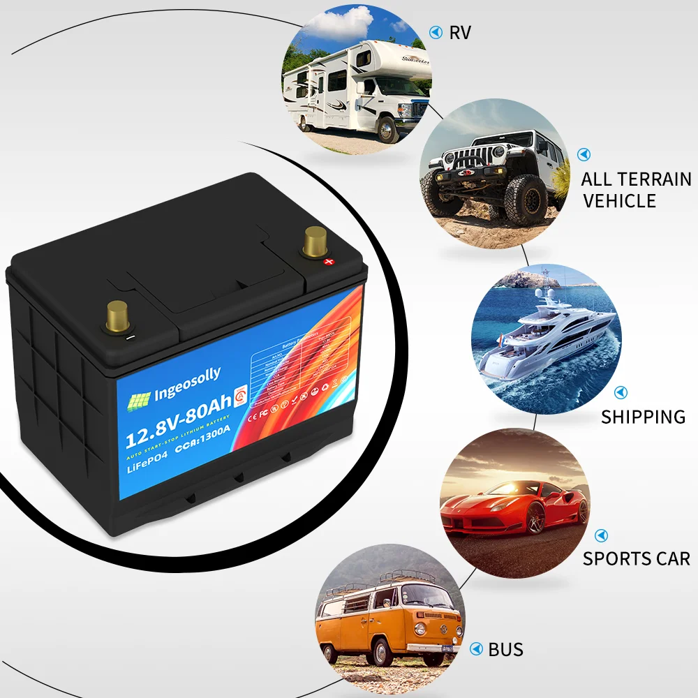 High CCA Car Starting Battery  IN80D26 12V 80AH Lithium Iron Phosphate Start-up Battery Deep Cycle For Gasoline Diesel Cars