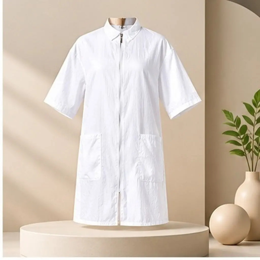Waterproof Hairdresser Uniform Beauty Technician Overalls Salon Suit Hair Dyeing Clothes White Size Xl Large Pocket Quick Dry