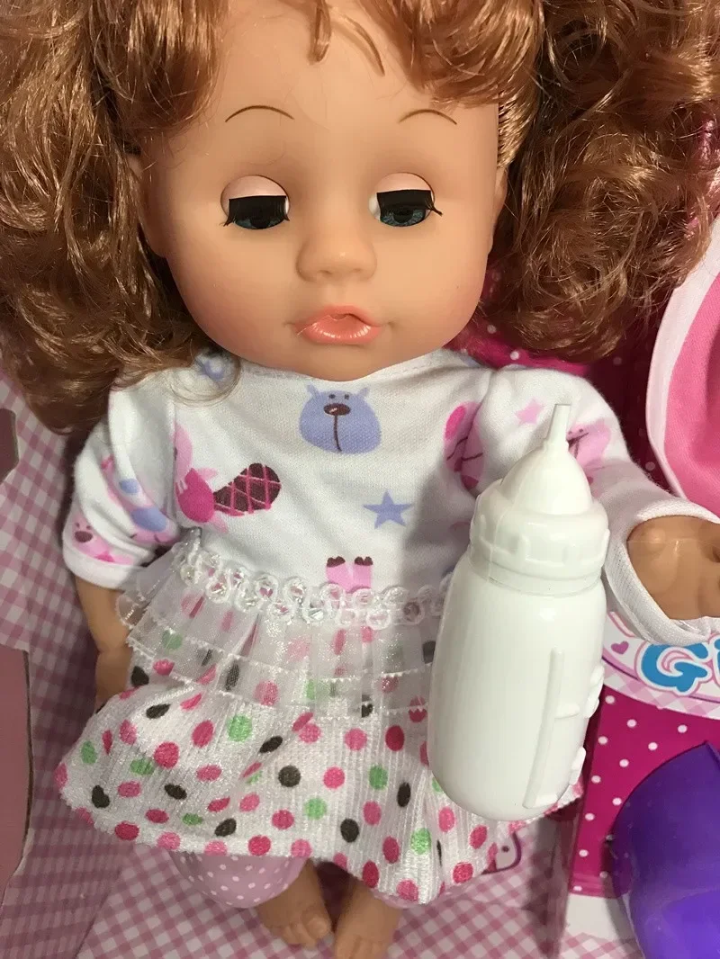 Reborn Baby Dolls para menina, simulação 32cm, piscar de olhos, beber água, para o banheiro e pode falar modelo, presente macio, engraçado