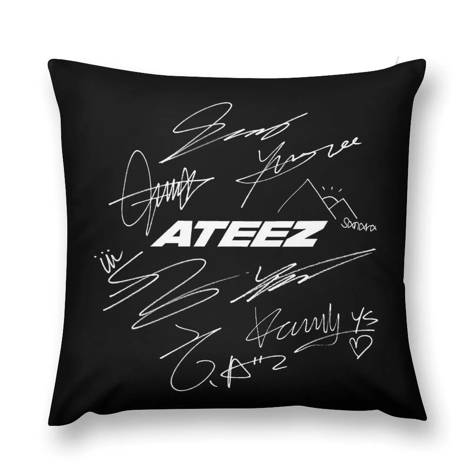 ATEEZ - Logo + autographs (black) Throw Pillow Decorative Pillow Covers For Sofa Cushion Child pillow