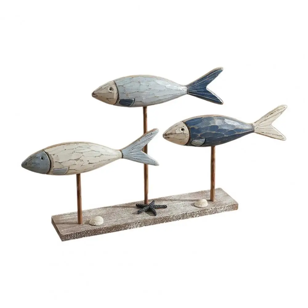 

Fish Table Ornament Summer Animal Standing Sign Rustic Fish Statue Tabletop Centerpiece for Home Office Living Room