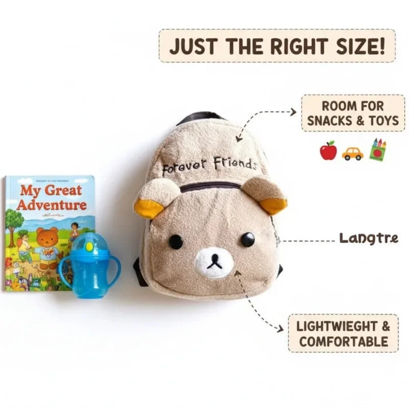 Y2K Rilakkuma Backpacks Embroidery English Print Mini Midi Backpack Forever Friends Plush Sweet Cute Zipper Velvet Backpacks New